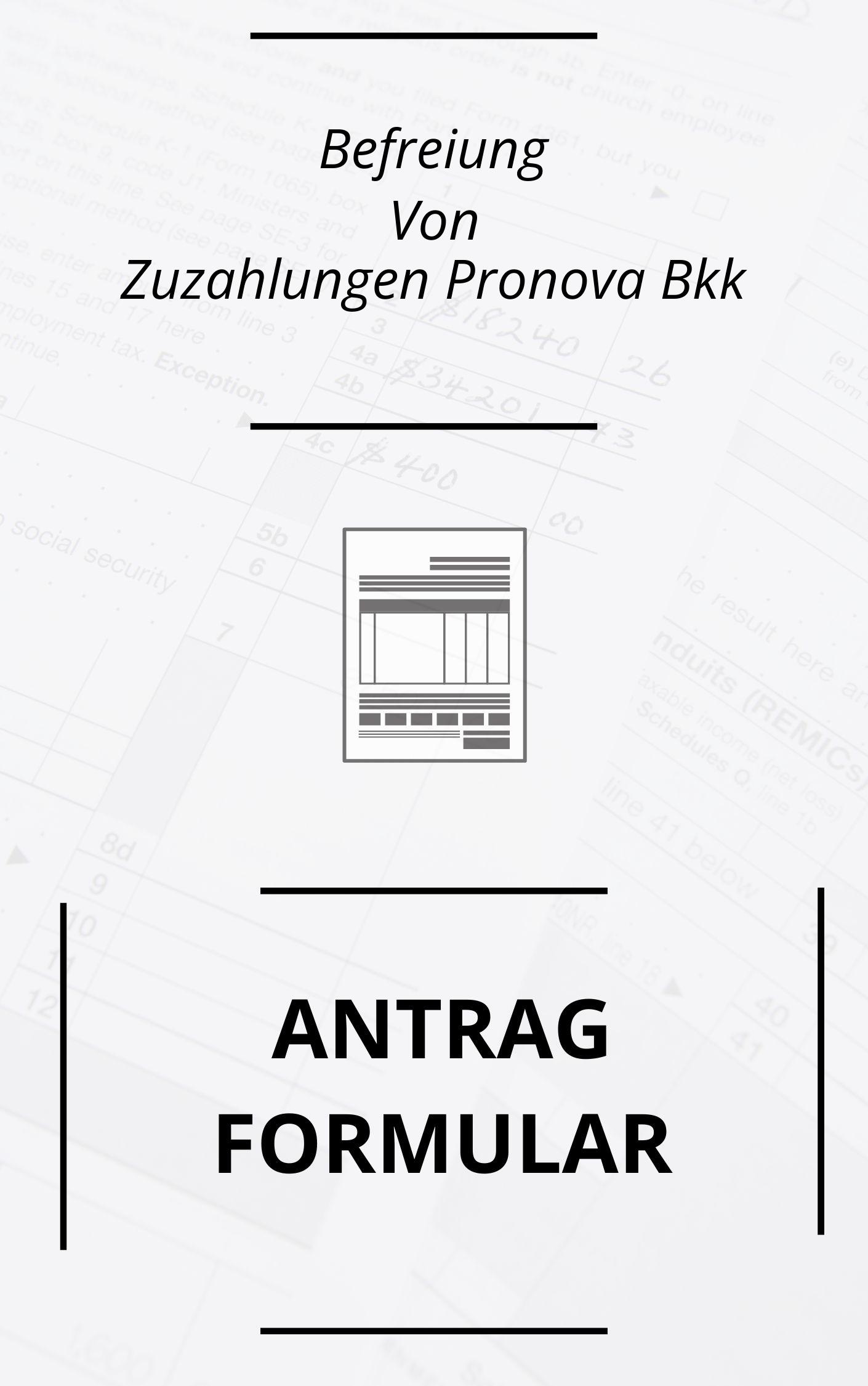 Befreiung Von Zuzahlungen Pronova Bkk Formular Antrag PDF 2024